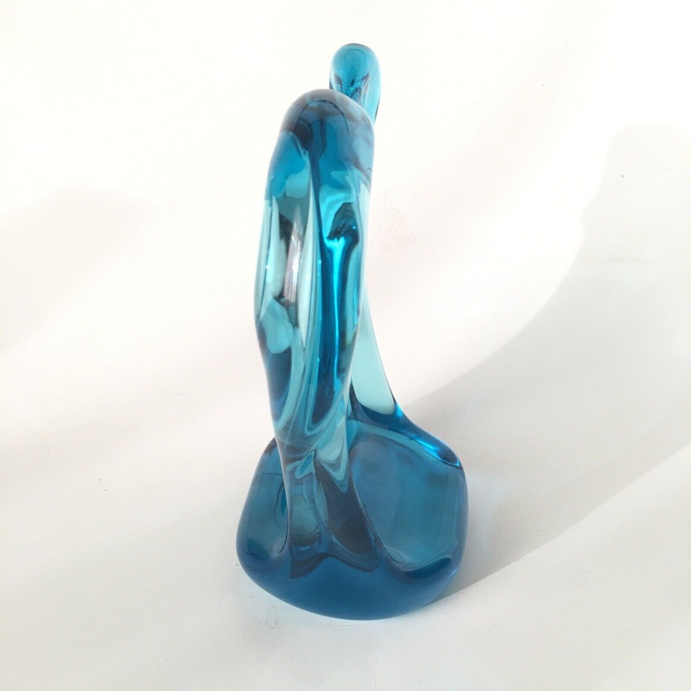 Blue Art Glass Etched Outdoor Scenery Stunning Unknown Artist - Picture 10 of 16